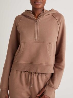 Quince Taupe Zip-Up Hoodie